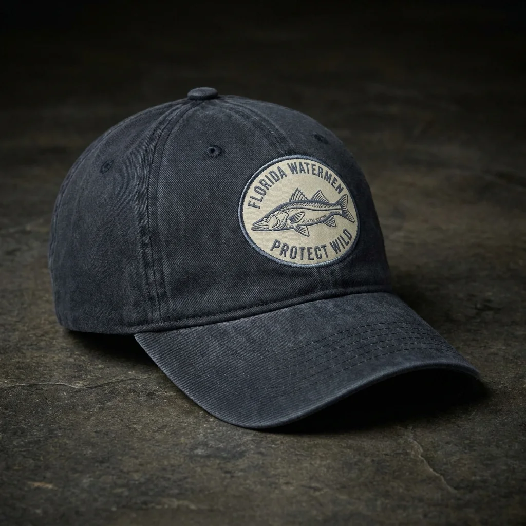 Florida Watermen charcoal dad hat with snook patch