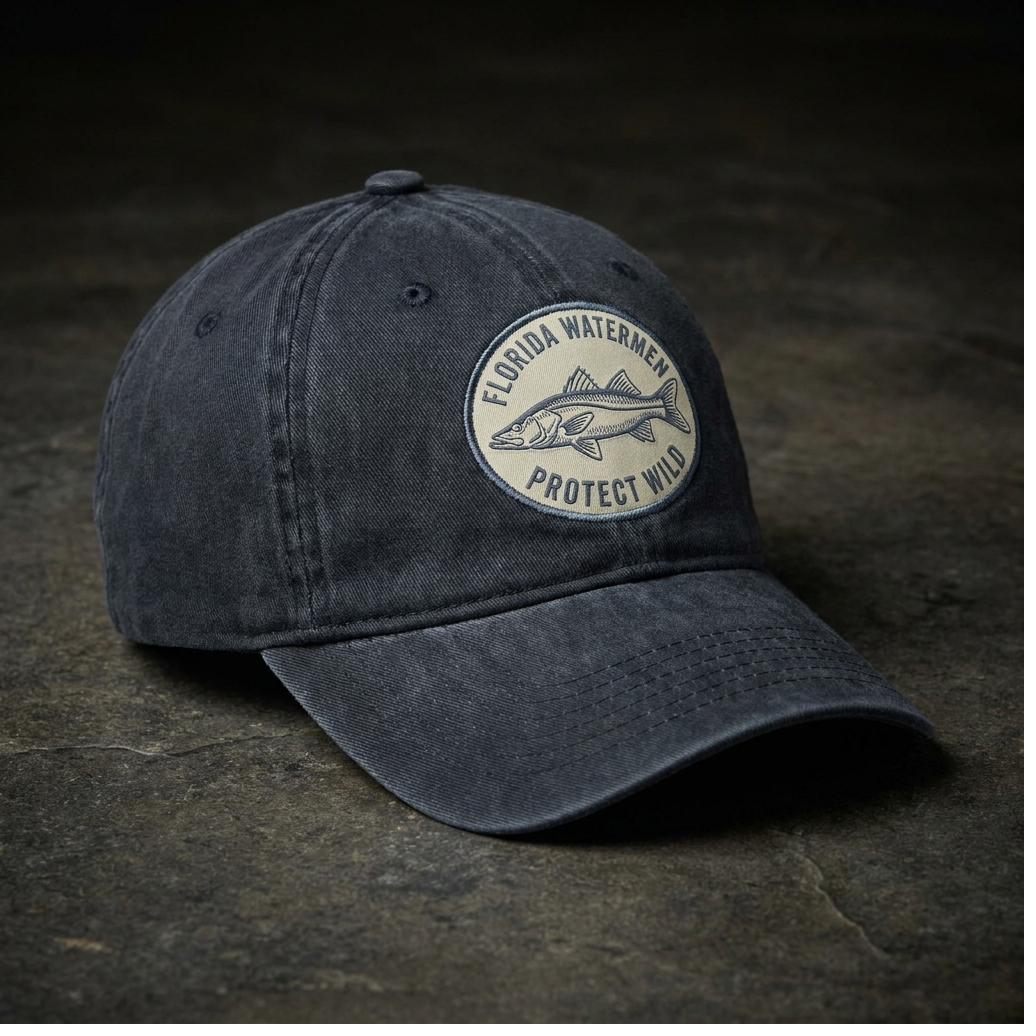 Florida Watermen charcoal dad hat with snook patch