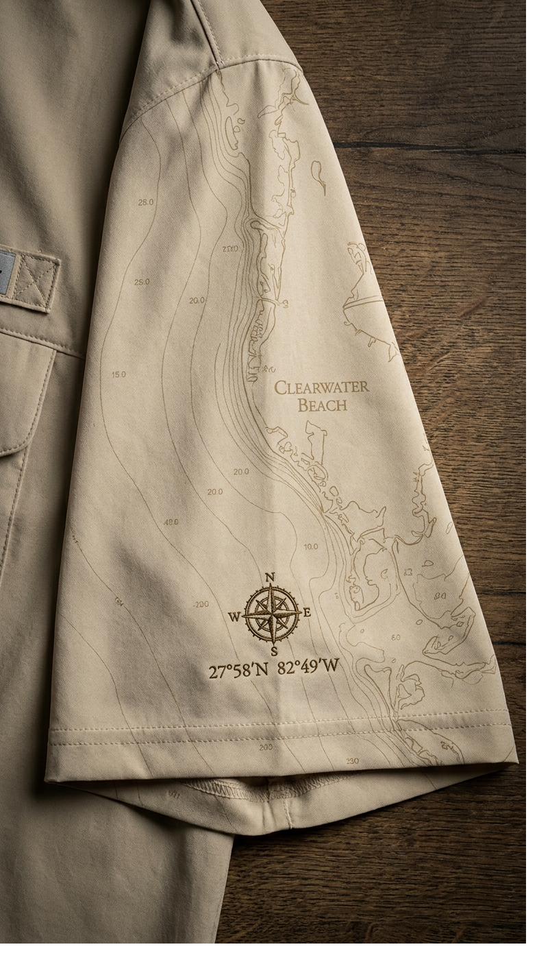 Clearwater Beach topographic sleeve detail
